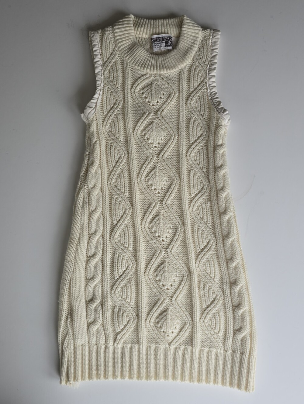 Cable Knit Sleeveless Dress - Cream